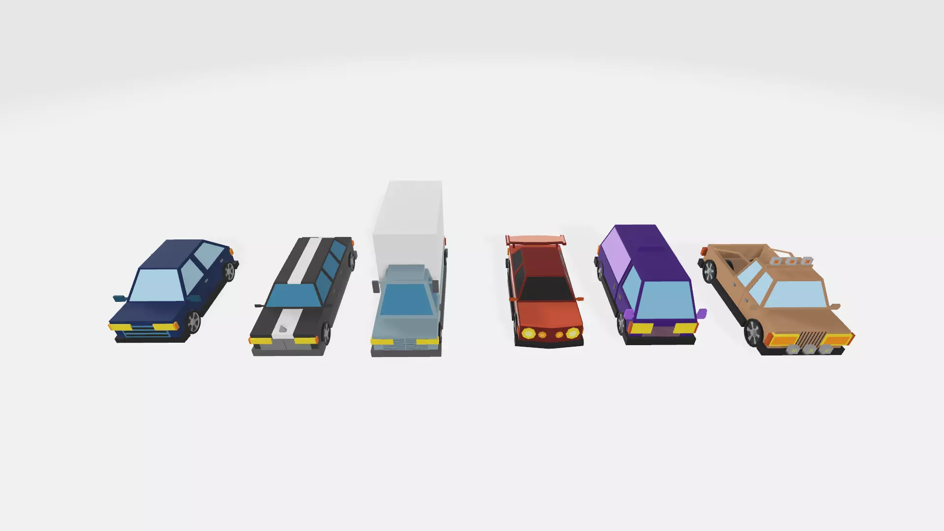 Low poly vehicle for Game wheels can spin Free low-poly 3D model