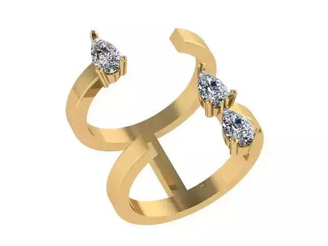 Ring315 gold ring with three diamonds