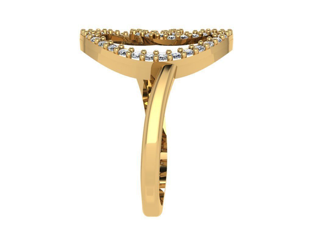 Ring316 gold ring with diamonds in center 3D print model_3