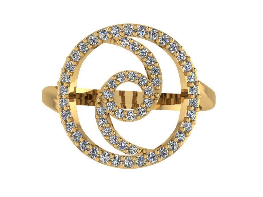 Ring316 gold ring with diamonds in center 3D print model_1