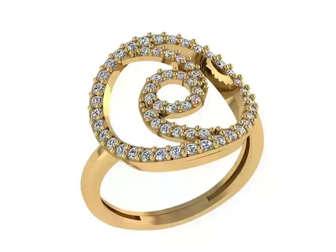 Ring316 gold ring with diamonds in center 3D print model