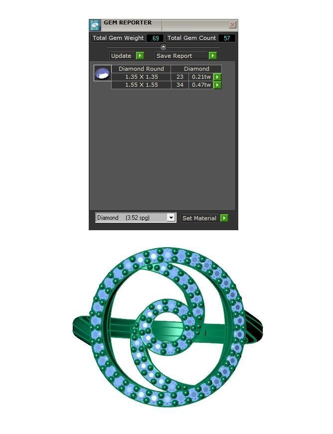 Ring316 gold ring with diamonds in center 3D print model_6