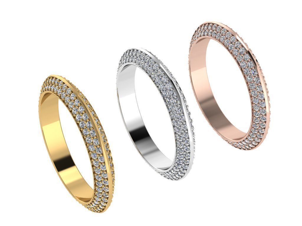 Ring320 gold band with diamonds 3D print model_4