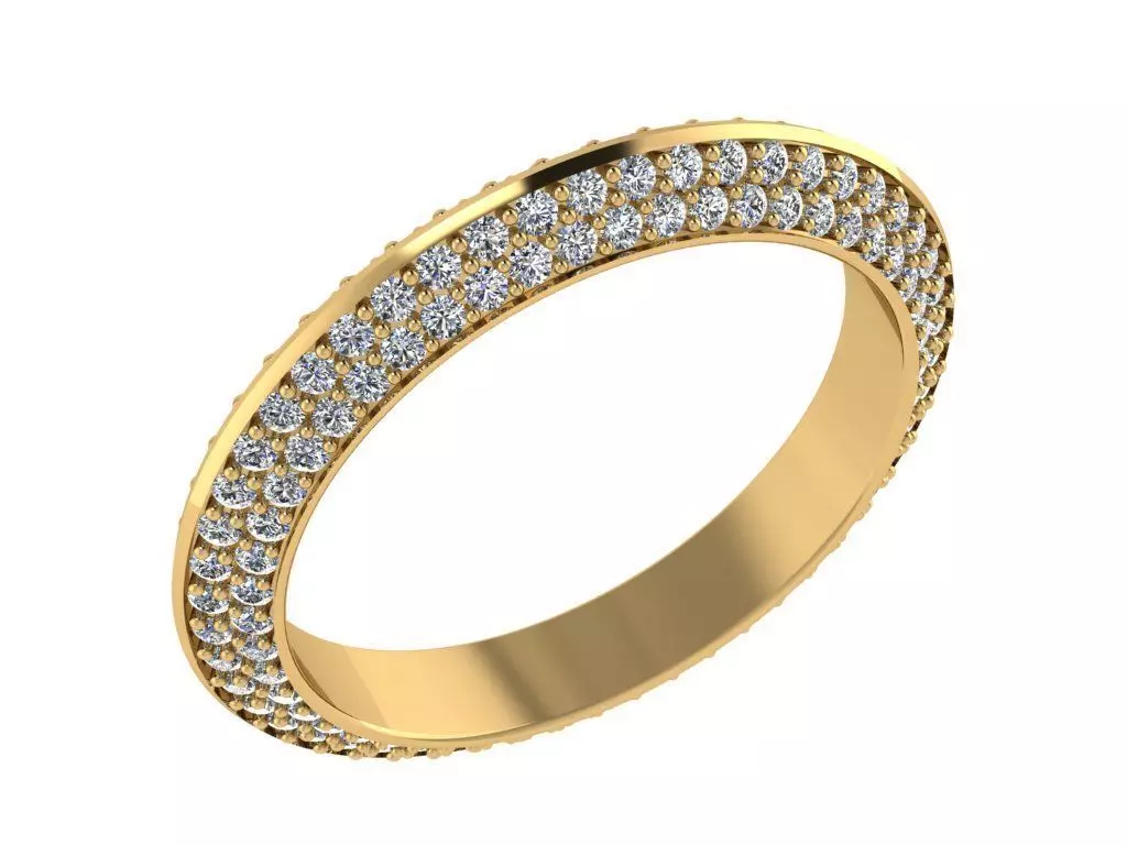 Ring320 gold band with diamonds 3D print model_0