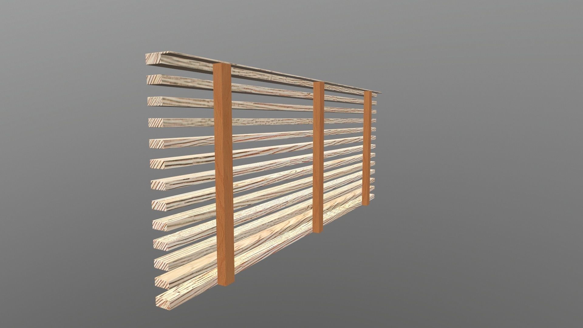 Wooden Fence 3D model_6