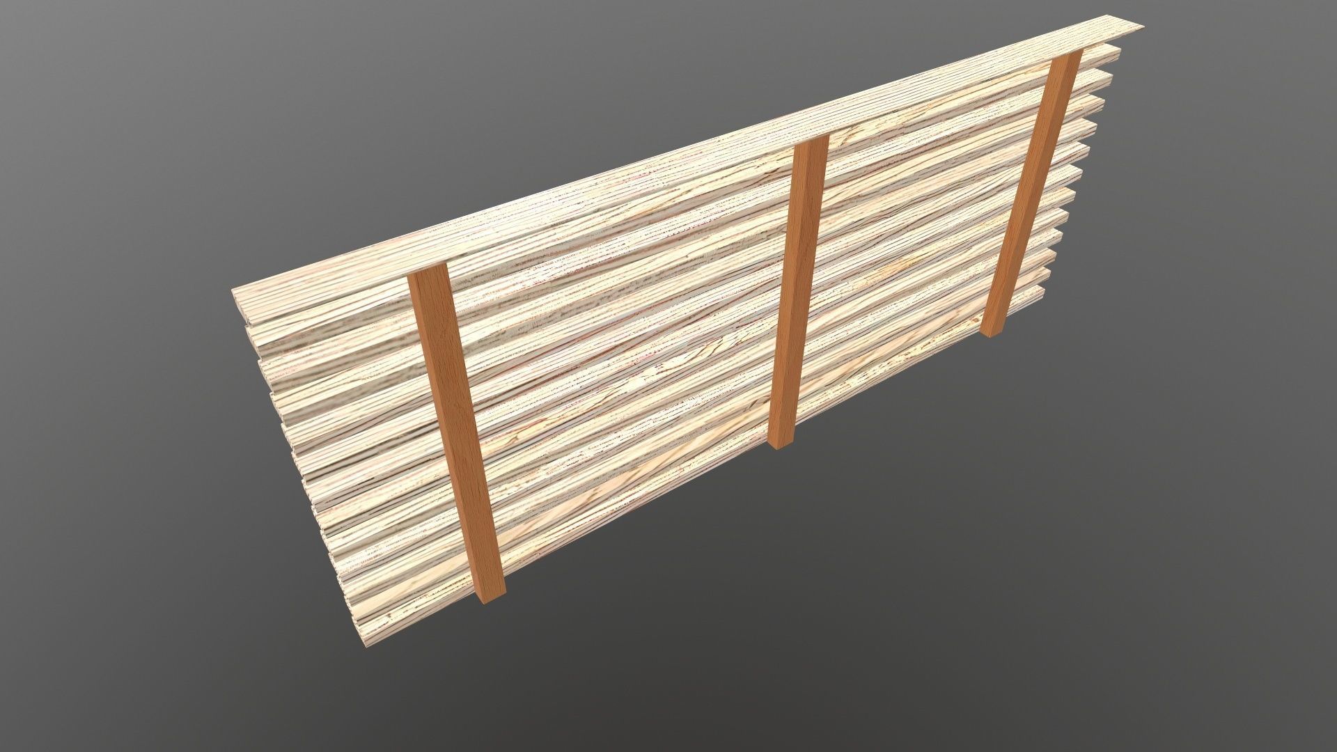 Wooden Fence 3D model_7