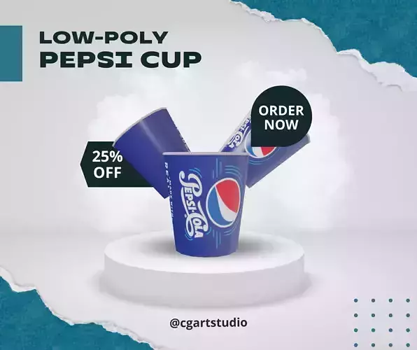 Low Poly Pepsi Cup 3D Model - Game Ready