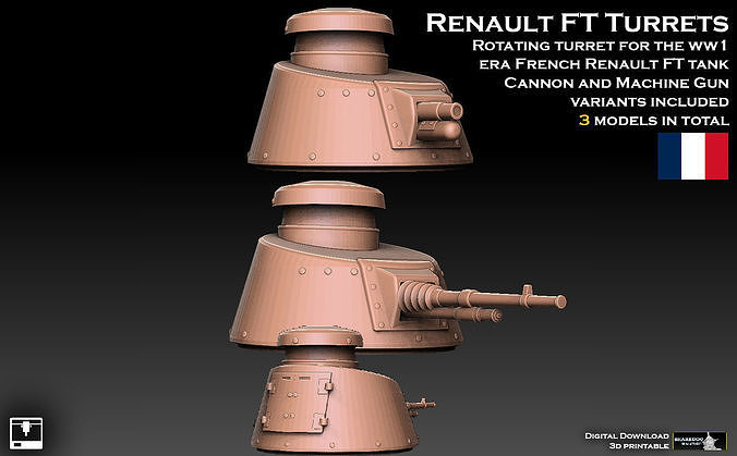 Renault FT Tank Turrets 3D print model