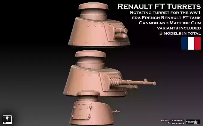 Renault FT Tank Turrets 3D print model