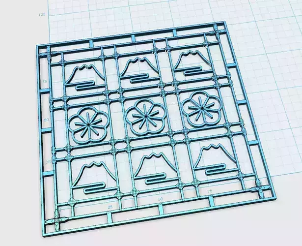 Window gratings of Taiwan-Mountains and Plum Blossoms