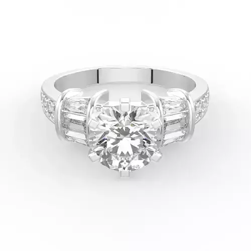 solitaire diamond ring with baguettes