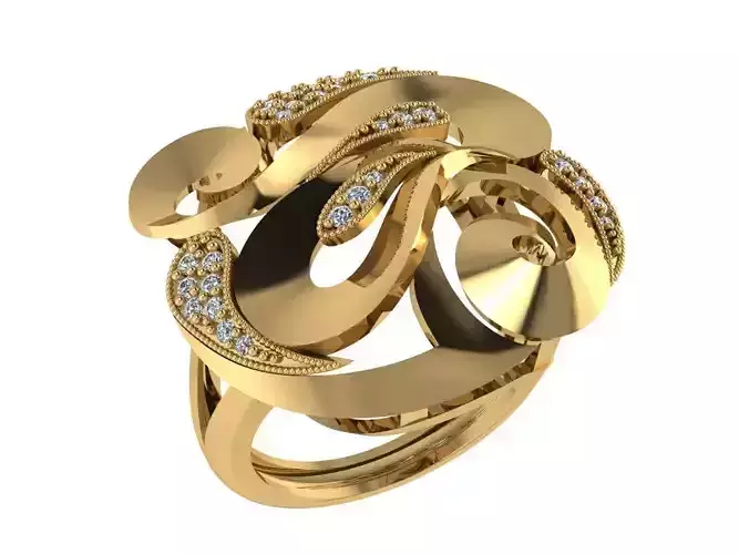 Ring324 letter e gold with diamonds
