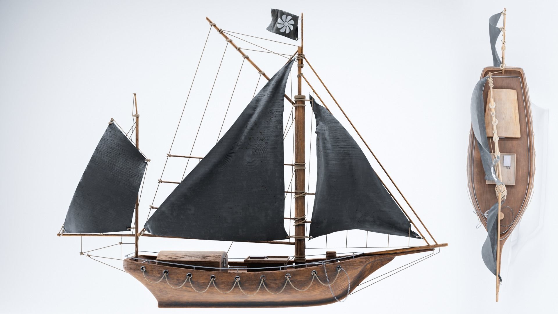 Old wooden ship 3D model_3
