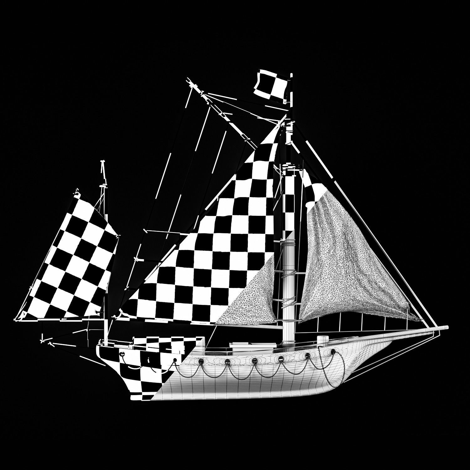 Old wooden ship 3D model_5