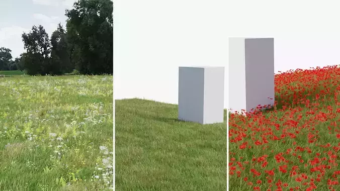 Grasses and Flower Field Package 3D Model Collection