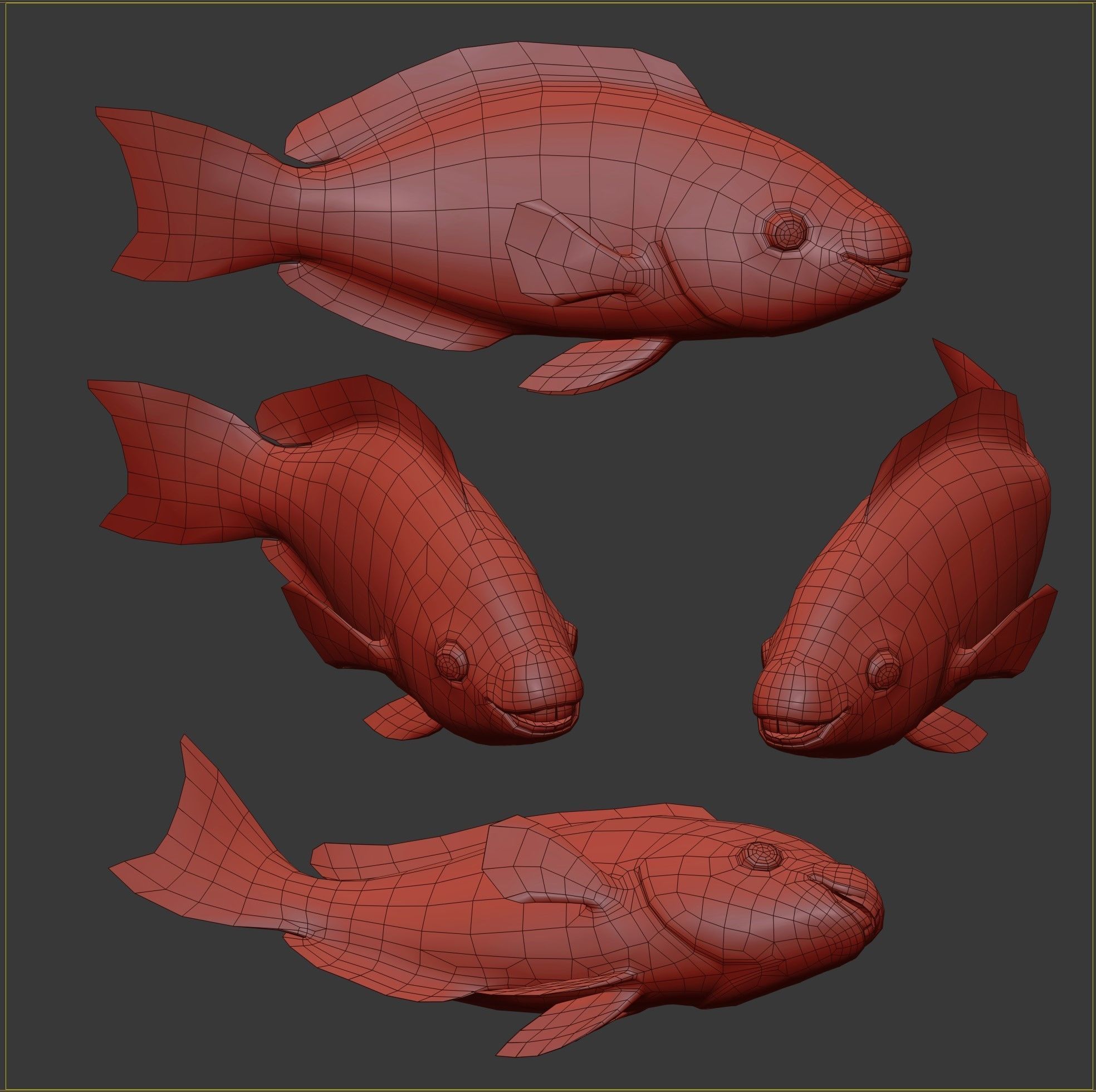 Fish Parrotfish Low-poly 3D model_8