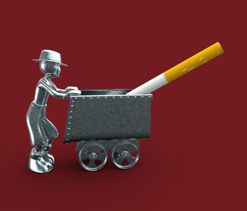 The Miner person pushing cart 3D model_10