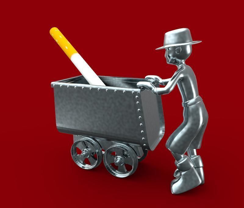 The Miner person pushing cart 3D model_9