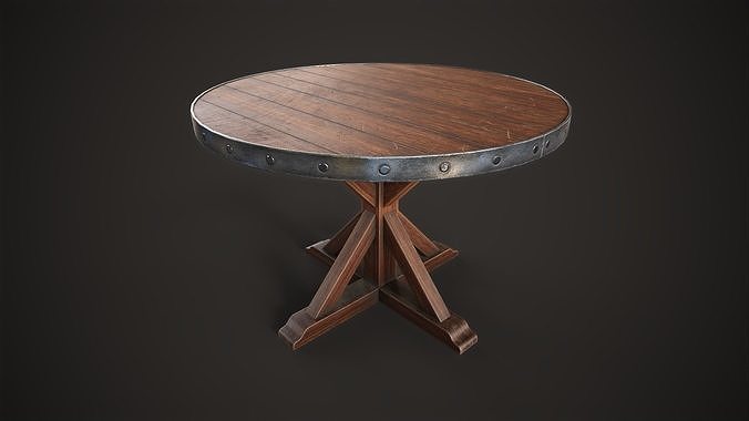 Old medieval round table Low-poly 3D model