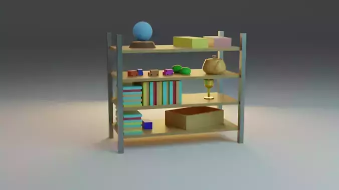 low poly book self  Low-poly 3D model