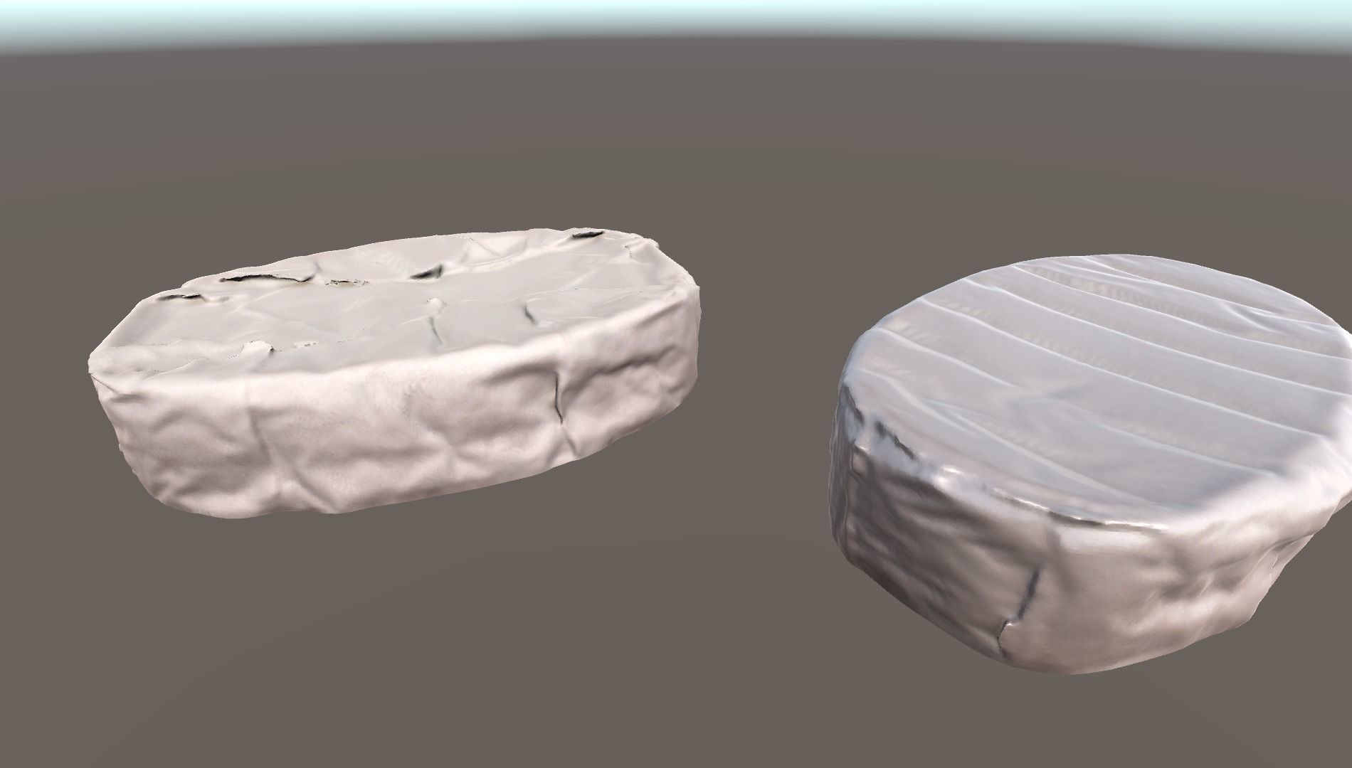 Scanned Camembert Pieces Low-poly 3D model_4