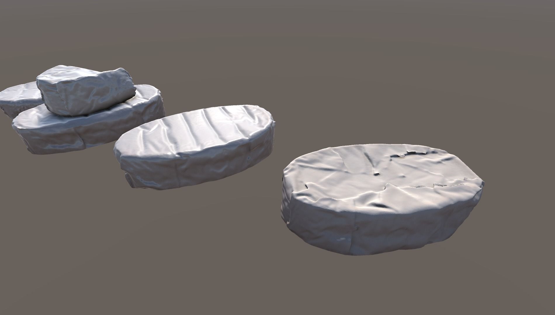 Scanned Camembert Pieces Low-poly 3D model_2