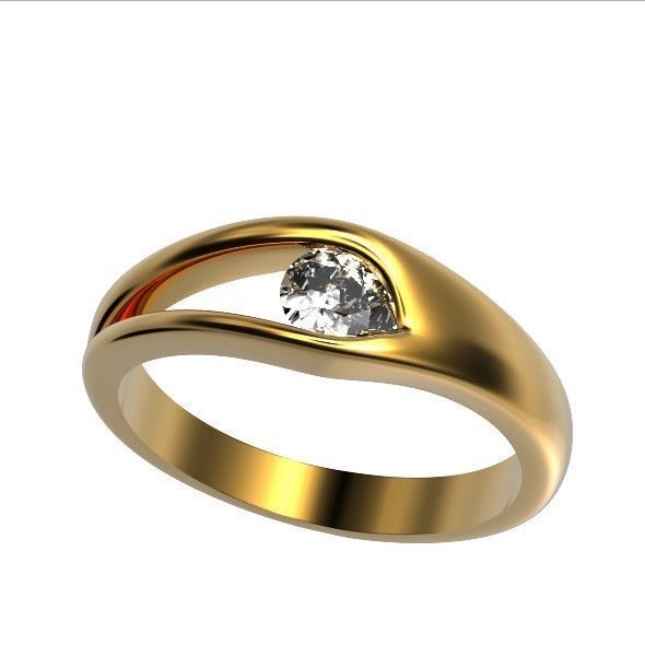 ring Floating Diamond pear 371 3D print model_2