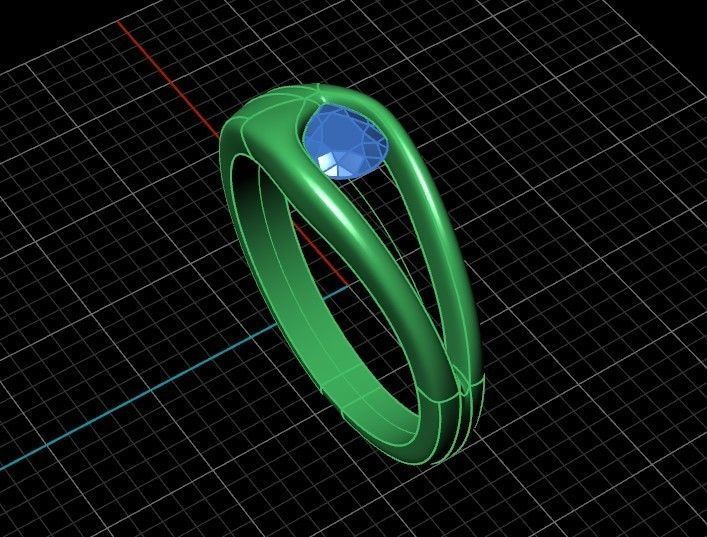 ring Floating Diamond pear 371 3D print model_33