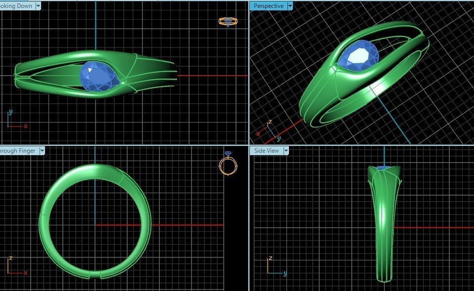 ring Floating Diamond pear 371 3D print model_28