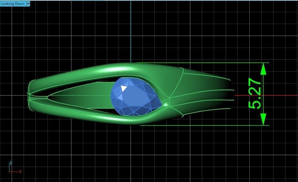 ring Floating Diamond pear 371 3D print model_10