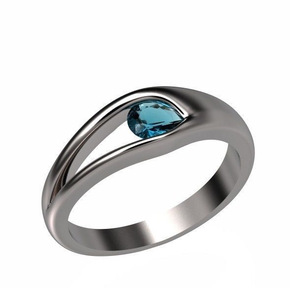 ring Floating Diamond pear 371 3D print model_14