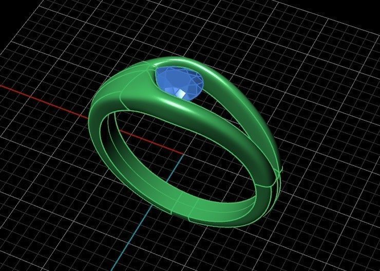 ring Floating Diamond pear 371 3D print model_34