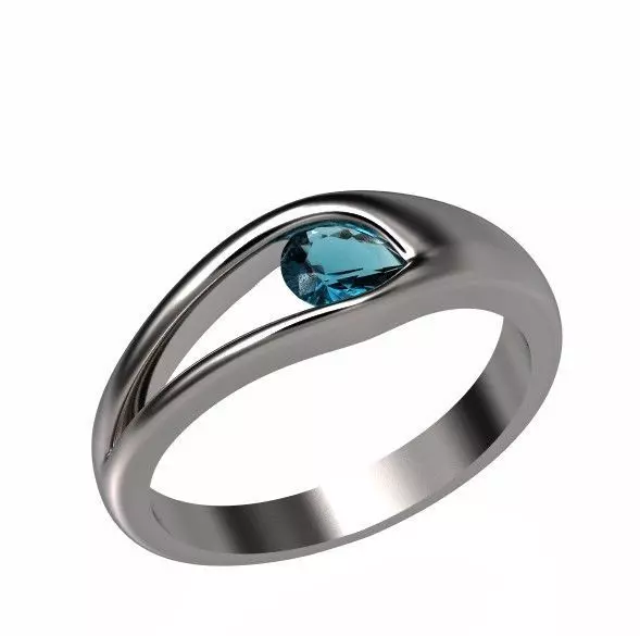 ring Floating Diamond pear 371 3D print model_0