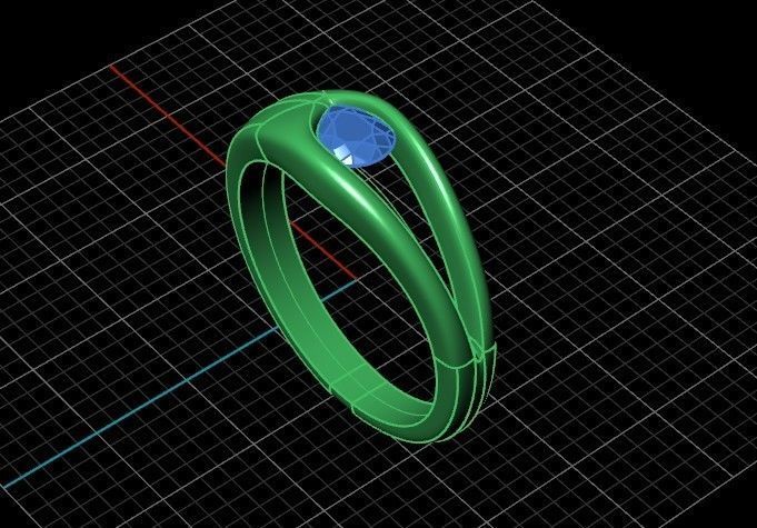 ring Floating Diamond pear 371 3D print model_31