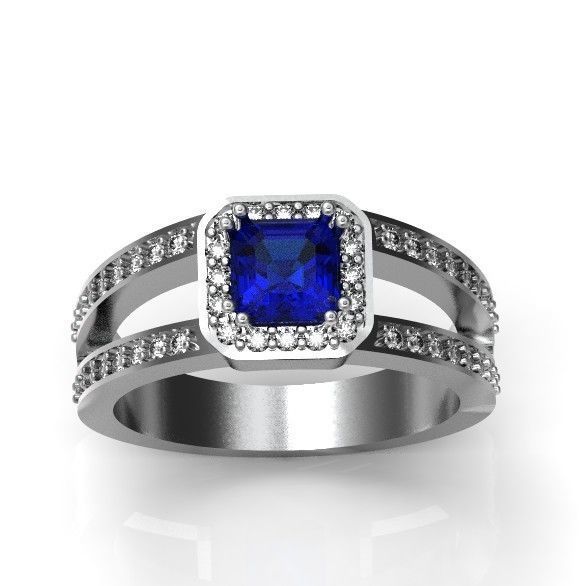 engagement ring with diamond emerald 374 3D print model_22