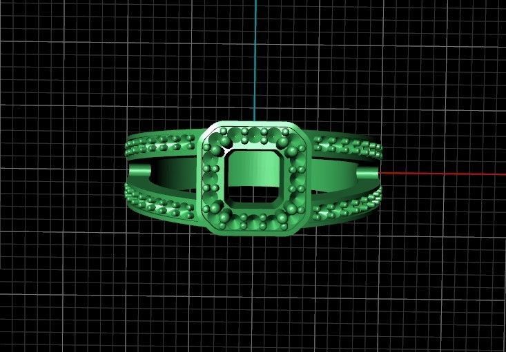 engagement ring with diamond emerald 374 3D print model_29