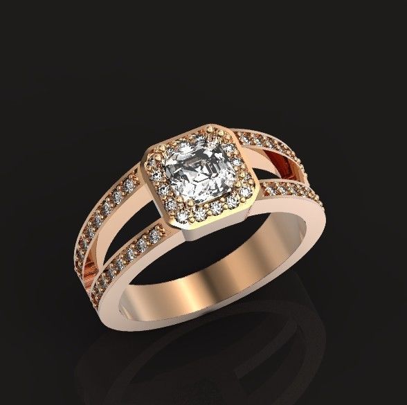 engagement ring with diamond emerald 374 3D print model_11