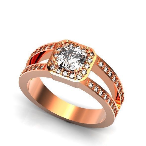 engagement ring with diamond emerald 374 3D print model_17