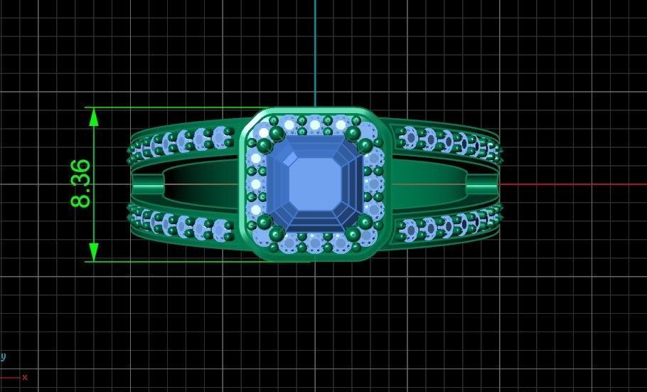engagement ring with diamond emerald 374 3D print model_23