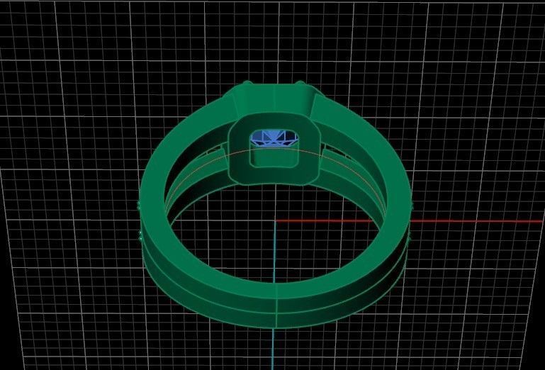 engagement ring with diamond emerald 374 3D print model_26