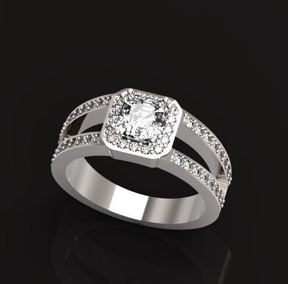 engagement ring with diamond emerald 374 3D print model_32