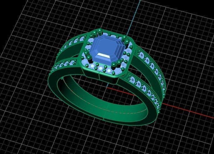 engagement ring with diamond emerald 374 3D print model_27