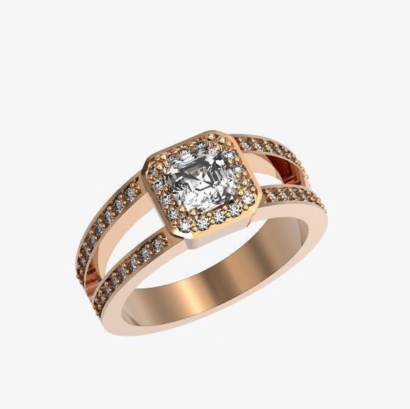 engagement ring with diamond emerald 374 3D print model_30