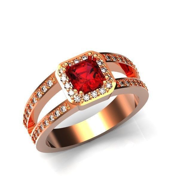 engagement ring with diamond emerald 374 3D print model_47