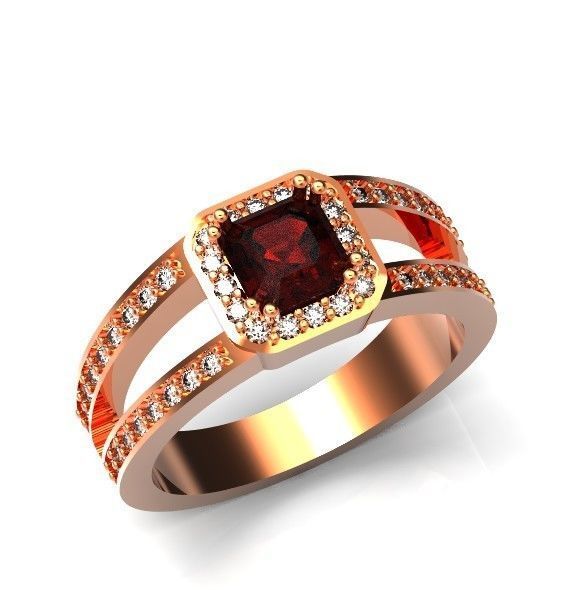 engagement ring with diamond emerald 374 3D print model_19