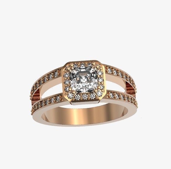 engagement ring with diamond emerald 374 3D print model_40