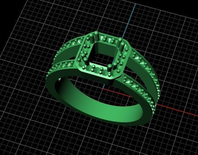 engagement ring with diamond emerald 374 3D print model_28