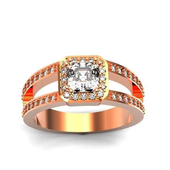 engagement ring with diamond emerald 374 3D print model_46