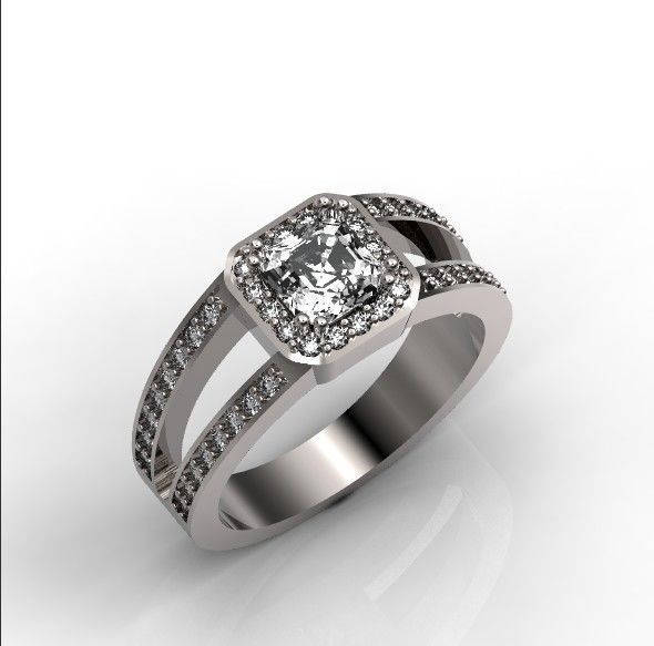 engagement ring with diamond emerald 374 3D print model_41