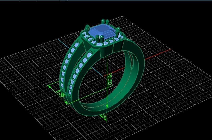 engagement ring with diamond emerald 374 3D print model_25